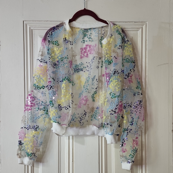 Lirika Matoshi Multicolor Sequin Bomber Jacket - Picture 1 of 1
